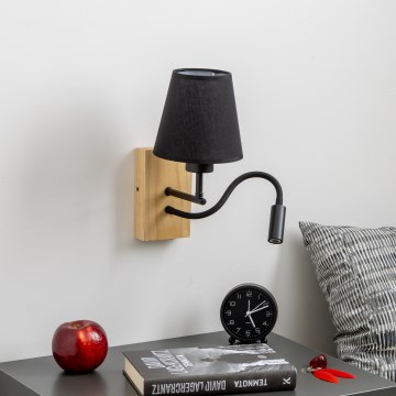 Brilagi - LED Гъвкав аплик NUBILA WOOD 1xE27/25W/230V + LED/3W дъб/черен