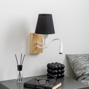 Brilagi - LED Гъвкав аплик NUBILA WOOD 1xE27/25W/230V + LED/3W дъб/черен