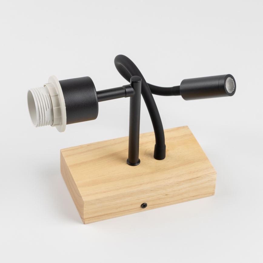 Brilagi - LED Гъвкав аплик NUBILA WOOD 1xE27/25W/230V + LED/3W дъб/черен/кремав