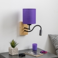 Brilagi - LED Гъвкав аплик NUBILA WOOD 1xE27/25W/230V + LED/3W дъб/лилава