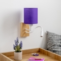 Brilagi - LED Гъвкав аплик NUBILA WOOD 1xE27/25W/230V + LED/3W дъб/лилава