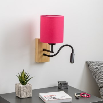 Brilagi - LED Гъвкав аплик NUBILA WOOD 1xE27/25W/230V + LED/3W дъб/розов