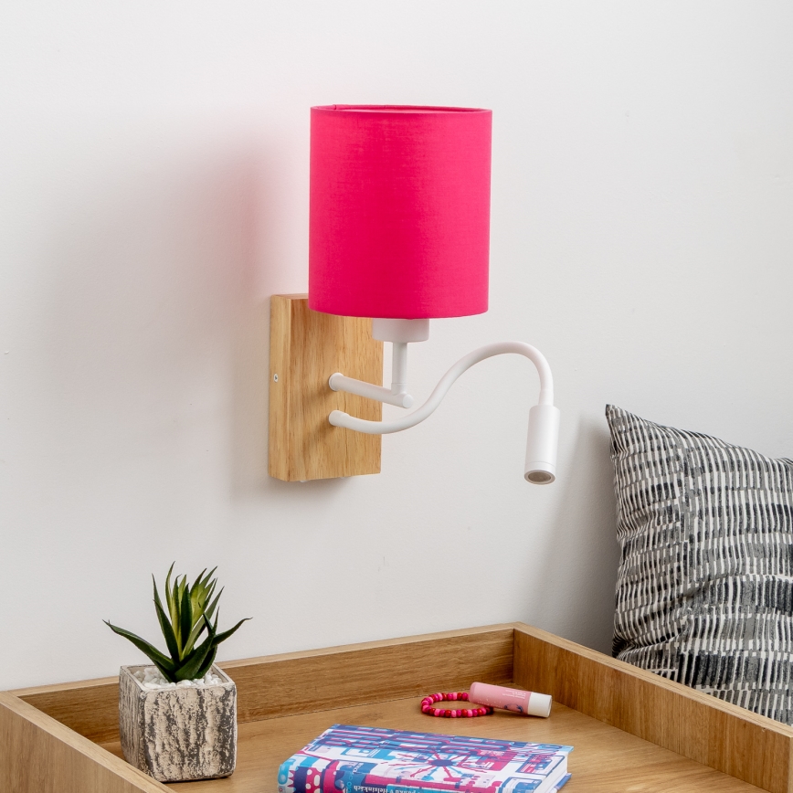 Brilagi - LED Гъвкав аплик NUBILA WOOD 1xE27/25W/230V + LED/3W дъб/розов