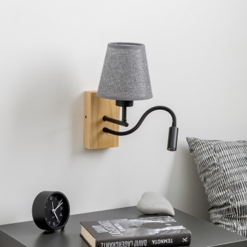 Brilagi - LED Гъвкав аплик NUBILA WOOD 1xE27/25W/230V + LED/3W дъб/сив