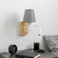 Brilagi - LED Гъвкав аплик NUBILA WOOD 1xE27/25W/230V + LED/3W дъб/сив