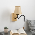 Brilagi - LED Гъвкав аплик NUBILA WOOD 1xE27/25W/230V + LED/3W дъб/светлокафяво
