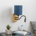 Brilagi - LED Гъвкав аплик NUBILA WOOD 1xE27/25W/230V + LED/3W дъб/тъмносин
