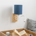 Brilagi - LED Гъвкав аплик NUBILA WOOD 1xE27/25W/230V + LED/3W дъб/тъмносин