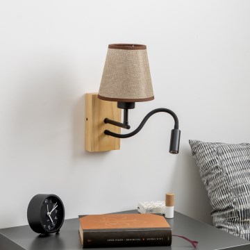 Brilagi - LED Гъвкав аплик NUBILA WOOD 1xE27/25W/230V + LED/3W дъб/кафяв