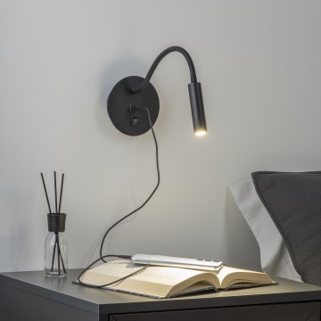 Brilagi - LED Гъвкав аплик с USB порт MAYA LED/3W/230V 4000K черен