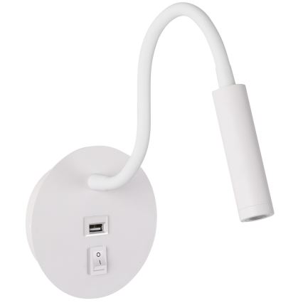 Brilagi - LED Гъвкав аплик с USB порт MAYA LED/3W/230V 4000K бял