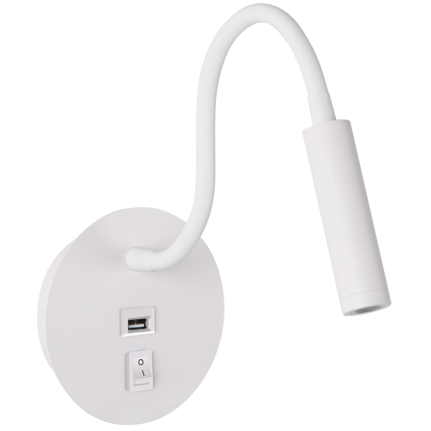 Brilagi - LED Гъвкав аплик с USB порт MAYA LED/3W/230V 4000K бял