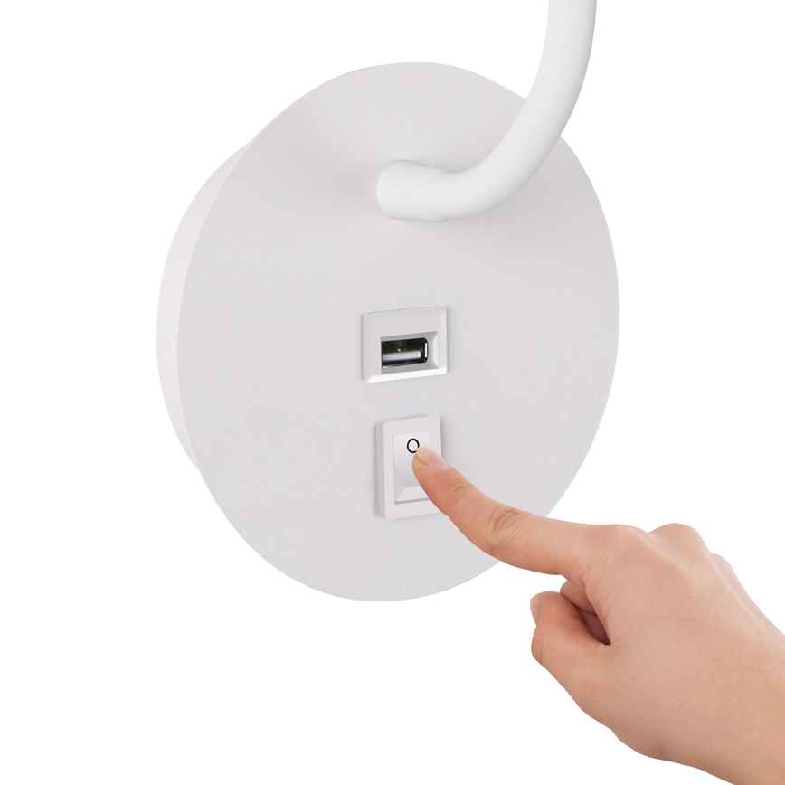 Brilagi - LED Гъвкав аплик с USB порт MAYA LED/3W/230V 4000K бял