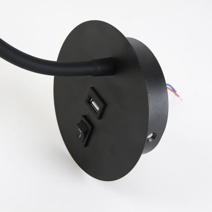 Brilagi - LED Гъвкав аплик с USB порт MAYA LED/3W/230V 4000K черен