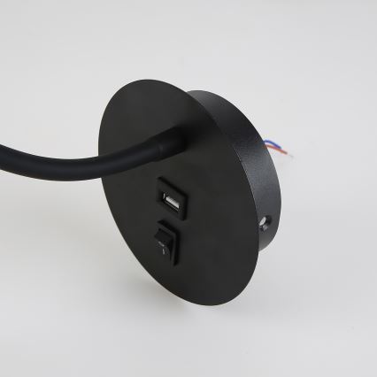Brilagi - LED Гъвкав аплик с USB порт MAYA LED/3W/230V 4000K черен/златист
