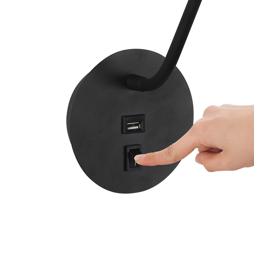 Brilagi - LED Гъвкав аплик с USB порт MAYA LED/3W/230V 4000K черен