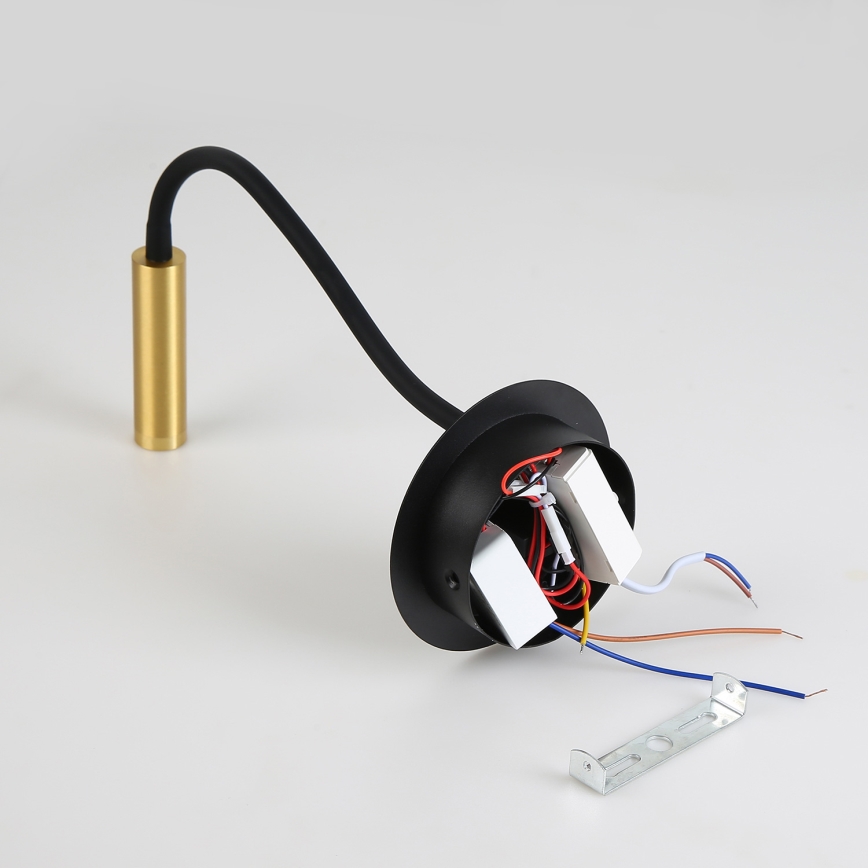 Brilagi - LED Гъвкав аплик с USB порт MAYA LED/3W/230V 4000K черен/златист