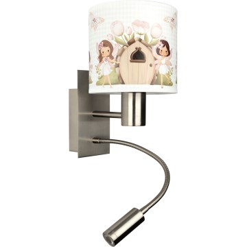 Brilagi - LED гъвкава детска настенна лампа BOBO 1xE27/25W/230V + LED/3W матов хром/бяла/розова/феи