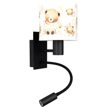 Brilagi - LED гъвкава детска стенна лампа BOBO 1xE27/25W/230V + LED/3W черна/бяла/с мечета