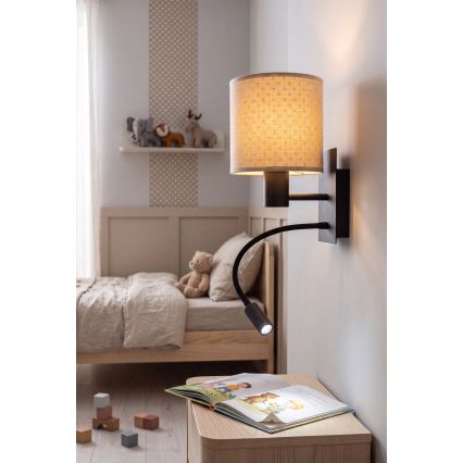 Brilagi - LED гъвкава настенна лампа BOBO 1xE27/25W/230V + LED/3W черна/бежова/на точки