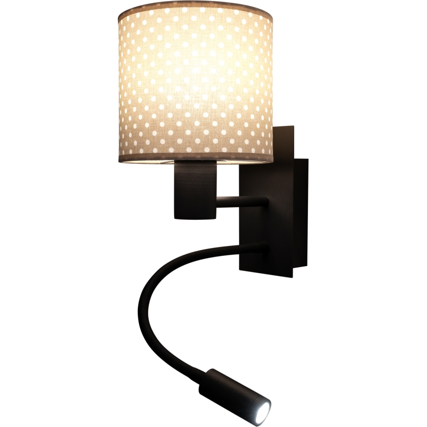 Brilagi - LED гъвкава настенна лампа BOBO 1xE27/25W/230V + LED/3W черна/бежова/на точки