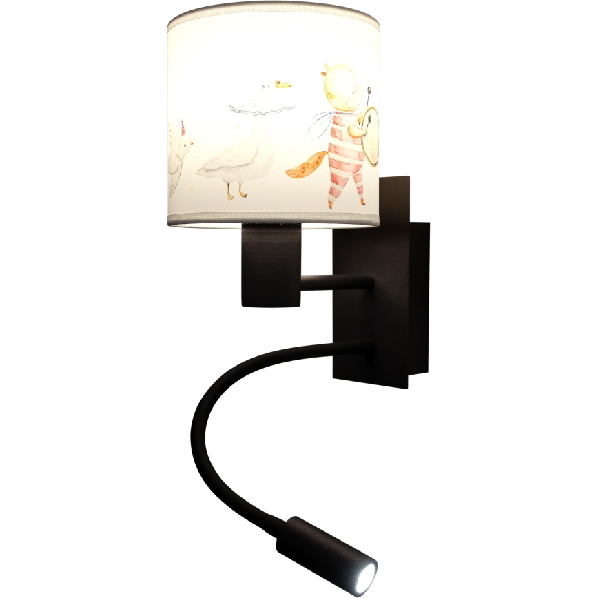 Brilagi - LED детска гъвкава стенна лампа BOBO 1xE27/25W/230V + LED/3W черна/бяла/с животински мотиви
