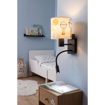 Brilagi - LED детска гъвкава настенна лампа BOBO 1xE27/25W/230V + LED/3W черна/бяла/с животински мотиви