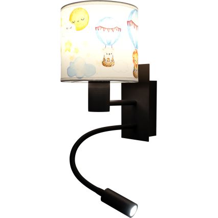 Brilagi - LED детска гъвкава настенна лампа BOBO 1xE27/25W/230V + LED/3W черна/бяла/с животински мотиви