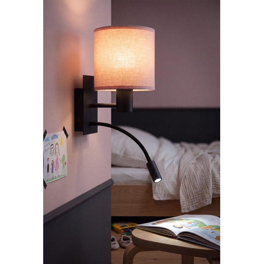 Brilagi - LED гъвкава стенна лампа BOBO 1xE27/25W/230V + LED/3W черна/розова