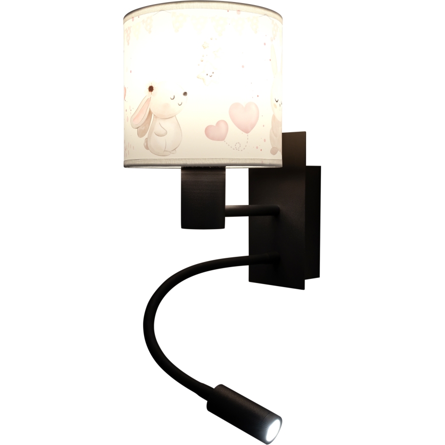 Brilagi - LED детска гъвкава стенна лампа BOBO 1xE27/25W/230V + LED/3W черна/кремава/с мотив зайчета