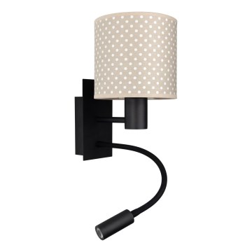 Brilagi - LED гъвкава настенна лампа BOBO 1xE27/25W/230V + LED/3W черна/бежова/на точки