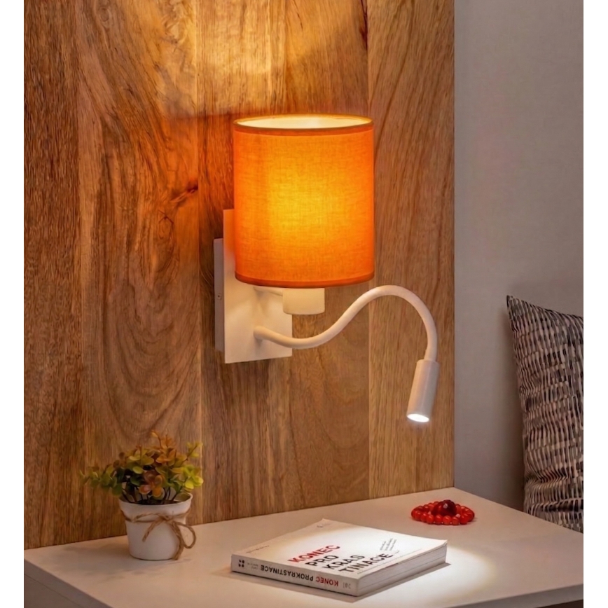 Brilagi - LED гъвкава стенна лампа NUBILA 1xE27/25W/230V + LED/3W бяла/оранжева