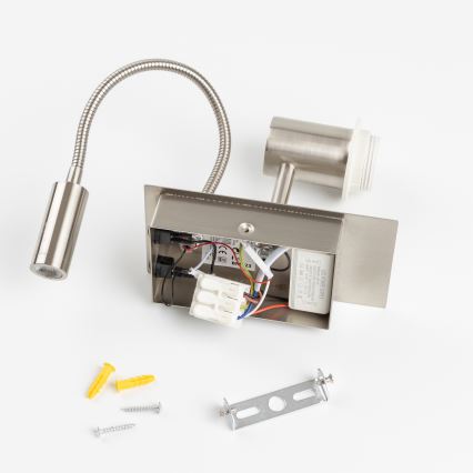 Brilagi - LED гъвкава стенна лампа NUBILA 1xE27/25W/230V + LED/3W матов хром/светлосив