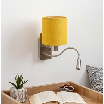 Brilagi - LED гъвкава настенна лампа NUBILA 1xE27/25W/230V + LED/3W матов хром/жълта