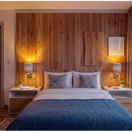 Brilagi - гъвкава LED стенна лампа NUBILA, 1x E27/25W/230V + вграден LED 3W, месинг/светло сива