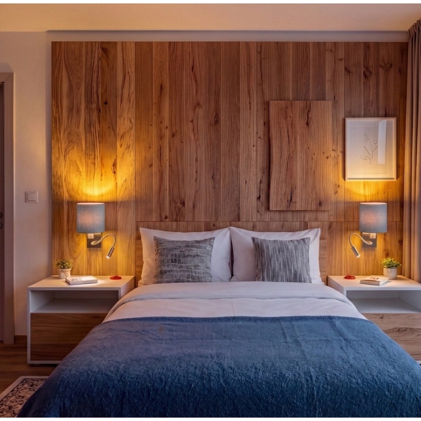 Brilagi - гъвкава LED стенна лампа NUBILA, 1x E27/25W/230V + вграден LED 3W, месинг/светло сива