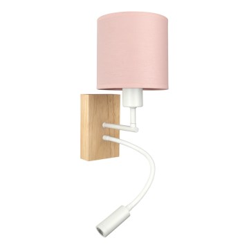 Brilagi - LED гъвкава стенна лампа BOBO WOOD 1xE27/25W/230V + LED/3W дъб/бял/розов