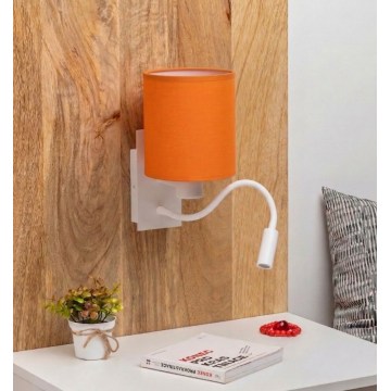 Brilagi - LED гъвкава стенна лампа NUBILA 1xE27/25W/230V + LED/3W бяла/оранжева