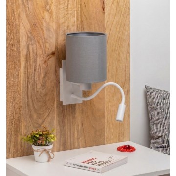 Brilagi - LED гъвкава стенна лампа NUBILA 1xE27/25W/230V + LED/3W бяла/светлосива