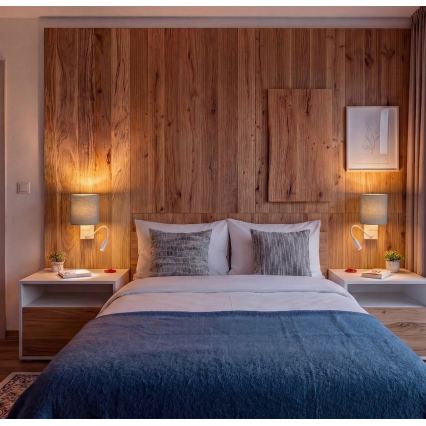 Brilagi - LED гъвкава стенна лампа NUBILA 1xE27/25W/230V + LED/3W бяла/светлосива