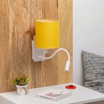 Brilagi - LED гъвкава стенна лампа NUBILA 1xE27/25W/230V + LED/3W бяла/жълта