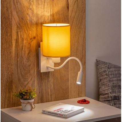 Brilagi - LED гъвкава стенна лампа NUBILA 1xE27/25W/230V + LED/3W бяла/жълта