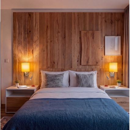 Brilagi - LED гъвкава настенна лампа NUBILA 1xE27/25W/230V + LED/3W матов хром/жълта