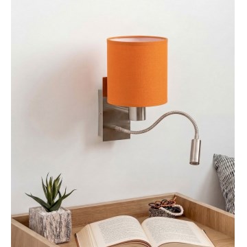 Brilagi - LED гъвкава стенна лампа NUBILA 1xE27/25W/230V + LED/3W матов хром/оранжева