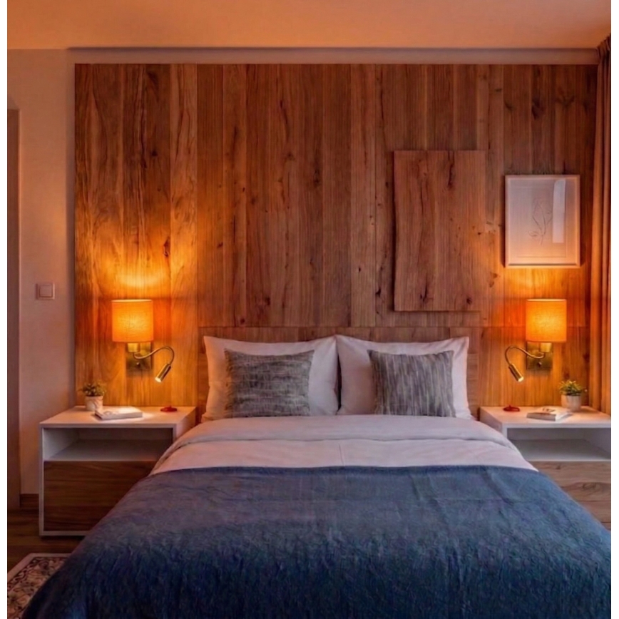 Brilagi - Гъвкава стенна LED лампа NUBILA 1xE27/25W/230V + LED/3W месинг/оранжево