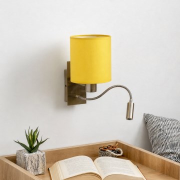 Brilagi - LED гъвкава стенна лампа NUBILA 1xE27/25W/230V + LED/3W месинг/жълта