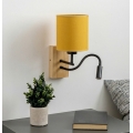Brilagi - LED гъвкава стенна лампа NUBILA WOOD 1xE27/25W/230V + LED/3W дъб/черен/жълт