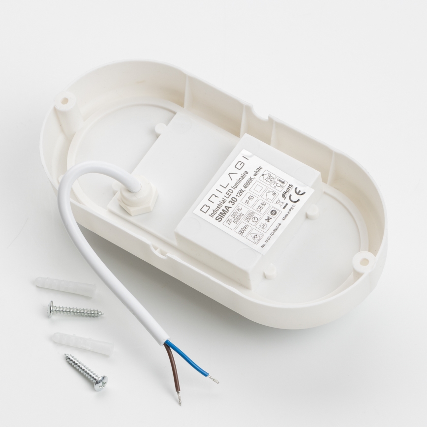 Brilagi - LED Индустриална лампа SIMA LED/12W/230V IP65 бяла