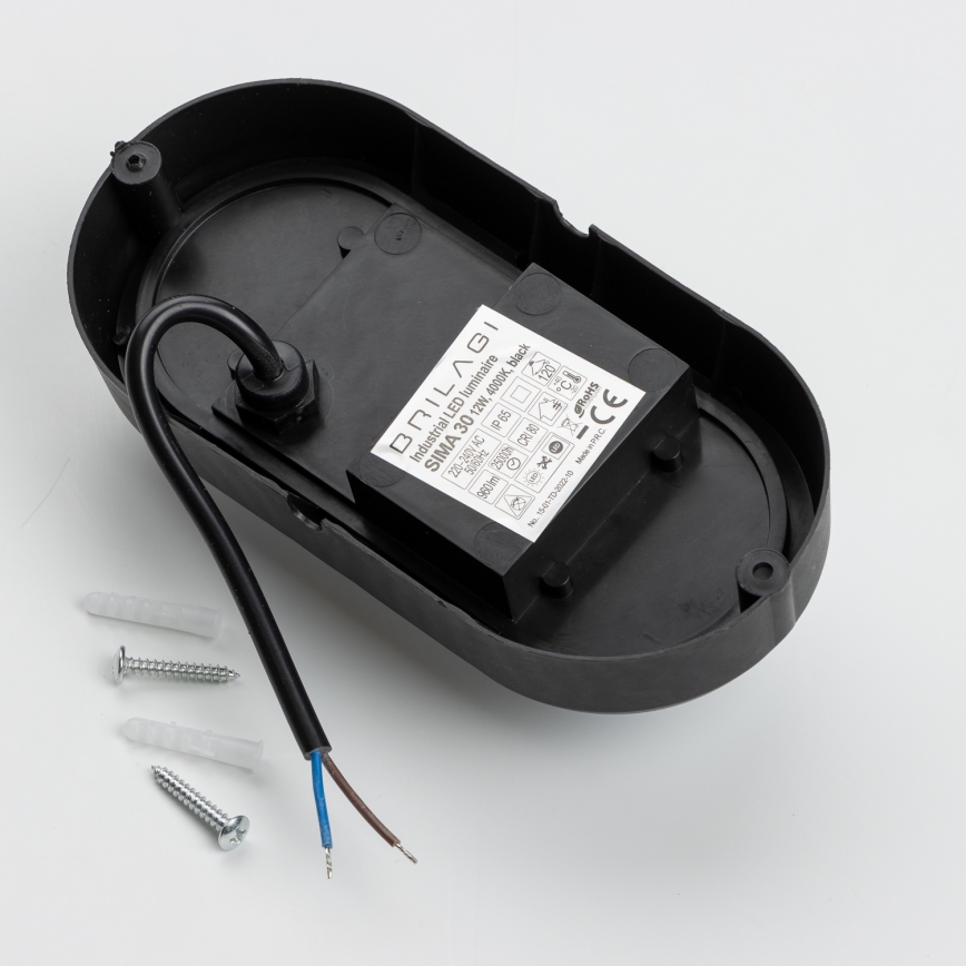 Brilagi - LED Индустриално осветление за таван SIMA LED/12W/230V IP65 черна
