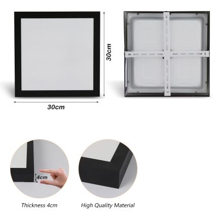 Brilagi - LED Плафон за баня FRAME LED/24W/230V 30x30 см 3000/4000/6000K IP44 черен